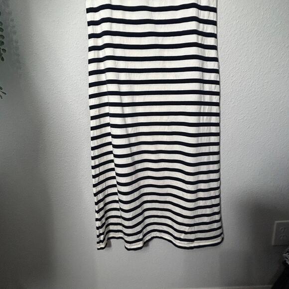 J. Crew Women's Navy Blue White Striped Knit Midi Dress Nautical Prep Size Med - Picture 5 of 15